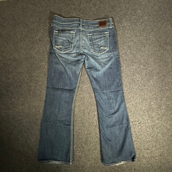 BKE Starlite Flare Jeans Womens 29L Medium Wash Blue Contrast Stitch Low Rise - Picture 4 of 11